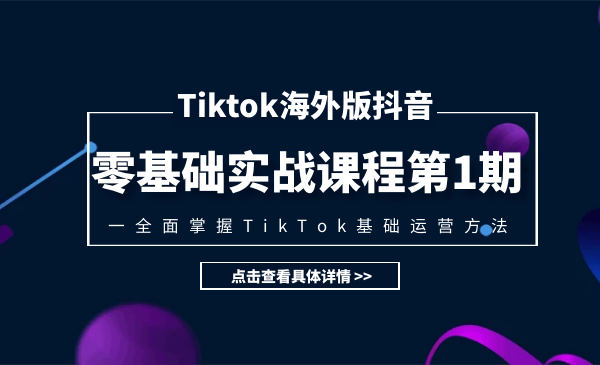 TIKTOK海外版抖音零基礎(chǔ)實戰(zhàn)課程第1期，全面掌握TIKTOK基礎(chǔ)運(yùn)營方法