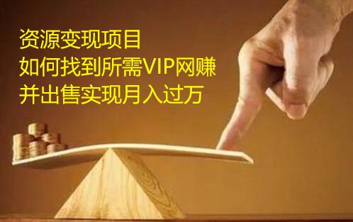 資源變現(xiàn)項目，如何找到所需VIP網(wǎng)賺資源并出售實現(xiàn)月入萬